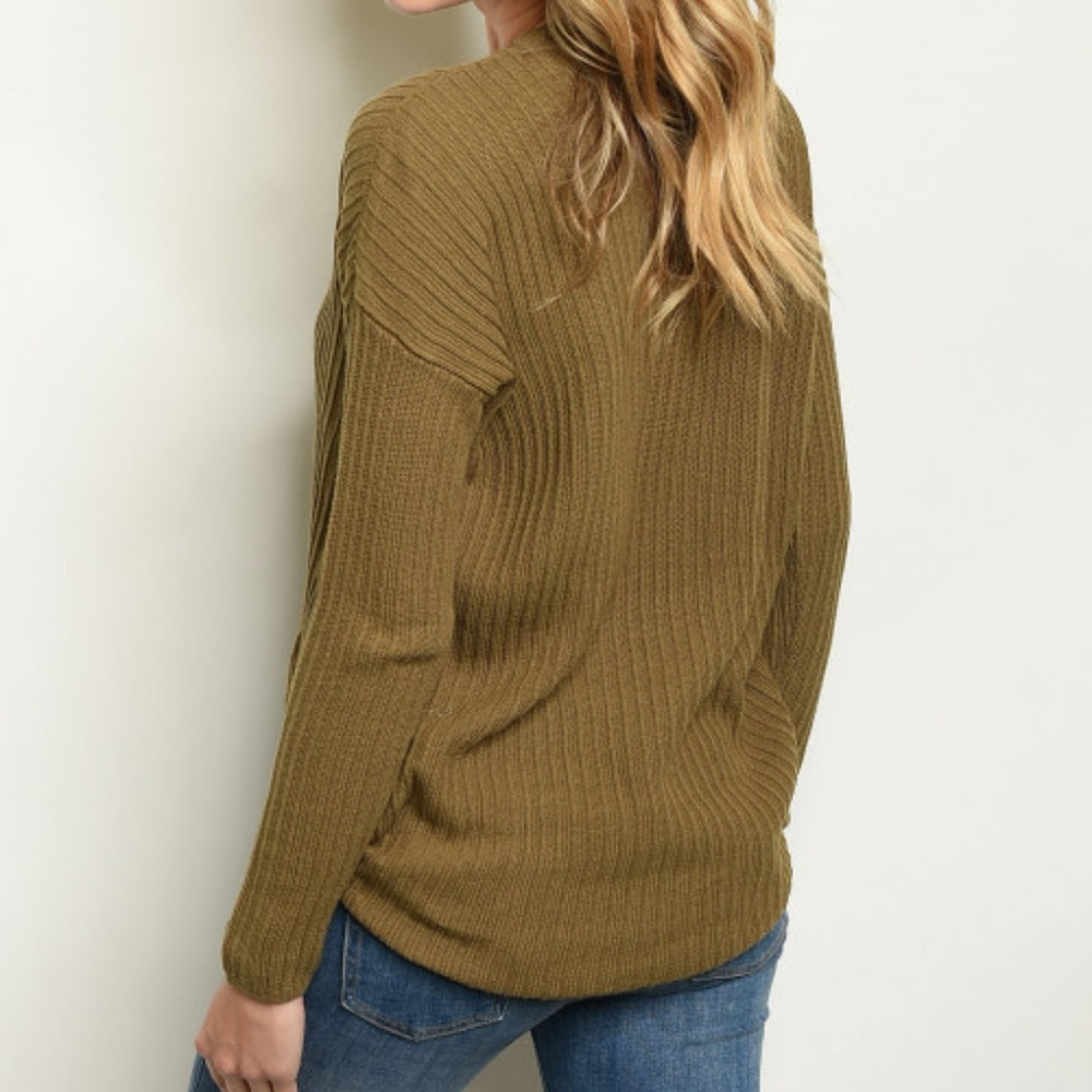OLIVE KNIT RIBBED TOP - Picture 4 of 8